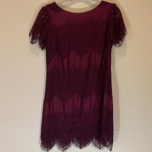 Sundance Northern Sky Burgundy Lace Dress